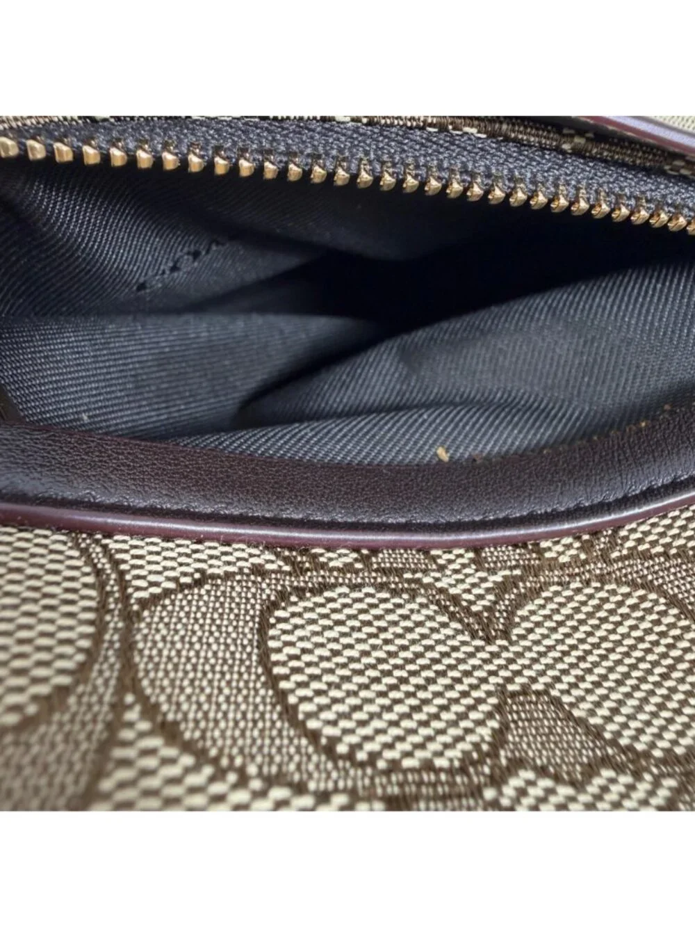 COACH Prairie Satchel Signature Logo Tan Jacquard Shoulder Bag Satchel 58875 EUC